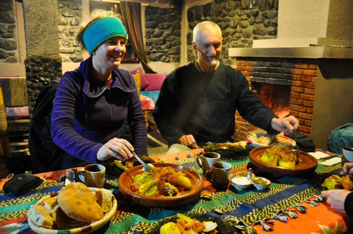 Friends enjoying delicious meals together